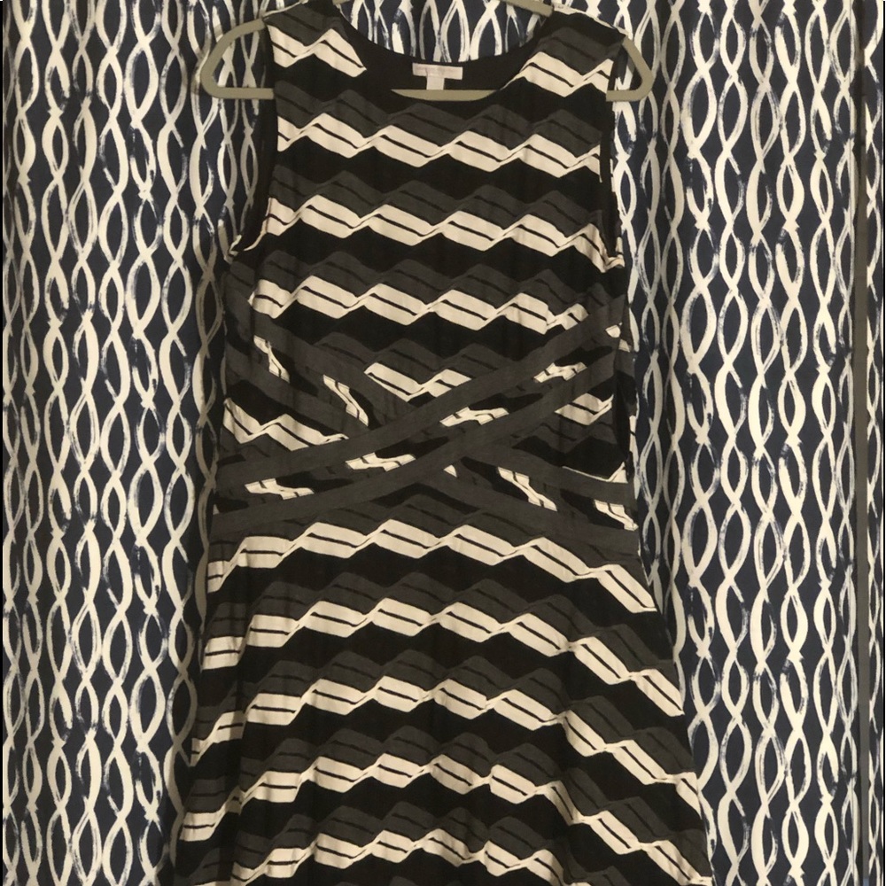 Black and white, fit and flare dress